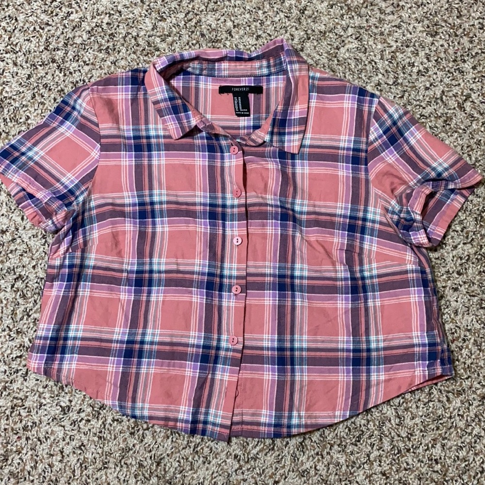 Flannel cropped top